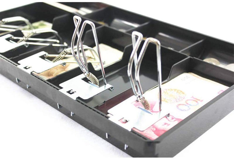 Homava Cash Money Tray 5 Bill 4 Coin Drawer Tray Storage Case With Metal Clip, 40 X 24.4 X 3.5 CM, Black - Image 5