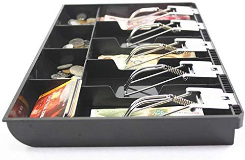 Homava Cash Money Tray 5 Bill 4 Coin Drawer Tray Storage Case With Metal Clip, 40 X 24.4 X 3.5 CM, Black - Image 2
