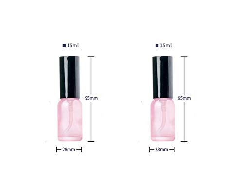 QUUPY 3PCS 15mL/0.5oz Empty Pink Glass Purfume Spray Bottle Container Vials With Black Fine Mist Sprayers For Cosmetic Sample Makeup Water Perfume Toner Essential Oil Skin Care Products (Pink) - Image 5