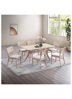 Carlos Rattan 7-Piece 6-Seater Dining Set 160 x 76 x 90 cm