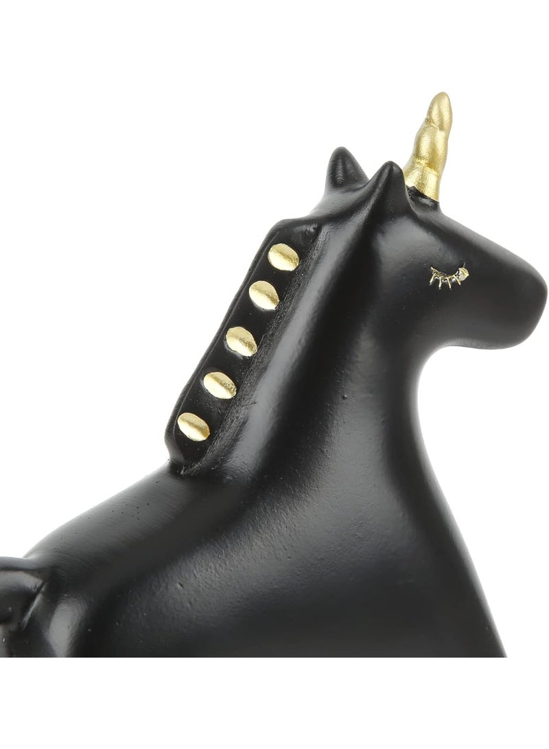 Generic valueable 1 Horse Sculpture Crafts, Hand Painted Black Look 13.5x4.5x14.5cm Decorative Practical Resin Material Rocking Horse Statue for Shelf for Room - Image 3