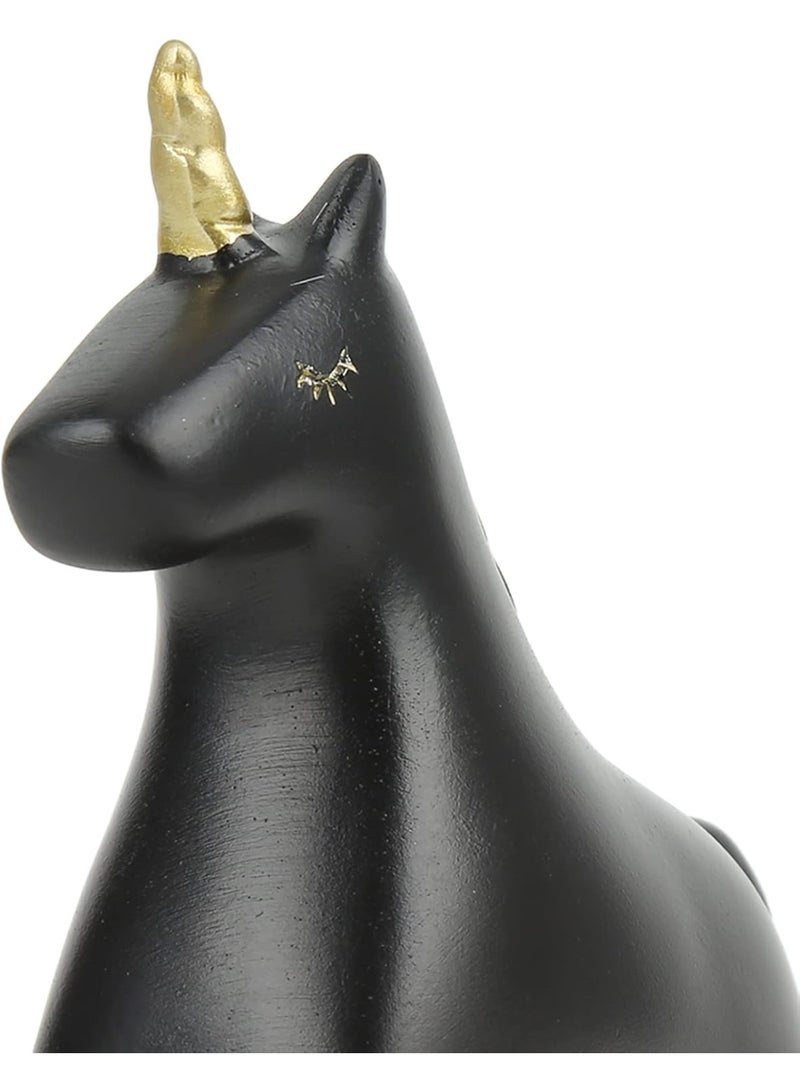 Generic valueable 1 Horse Sculpture Crafts, Hand Painted Black Look 13.5x4.5x14.5cm Decorative Practical Resin Material Rocking Horse Statue for Shelf for Room - Image 5