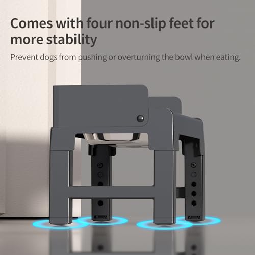 PAKEWAY Elevated Dog Bowls, Spill Proof, Tiltable Dog Feeder with 2 Stainless Steel Bowls, 6 Height Adjustable Raised Bowl - Image 2