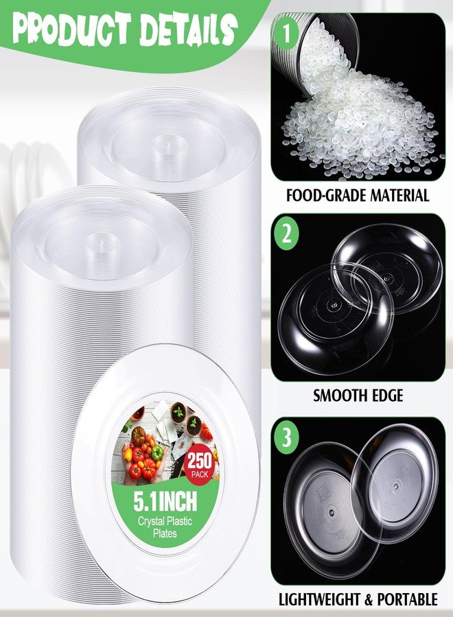 Zopeal 250 Pcs 5 Inch Plastic Dessert Plates Bulk Disposable Small Clear Appetizer Round Wedding Cake Plates Heavy Duty for Dinner Party BBQ Picnic Travel Event Birthday Supply - Image 3