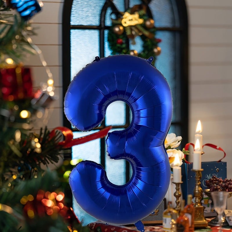 40 Inch Navy Blue Metallic Number Balloons Helium Ready Foil Party Decor - Image 5