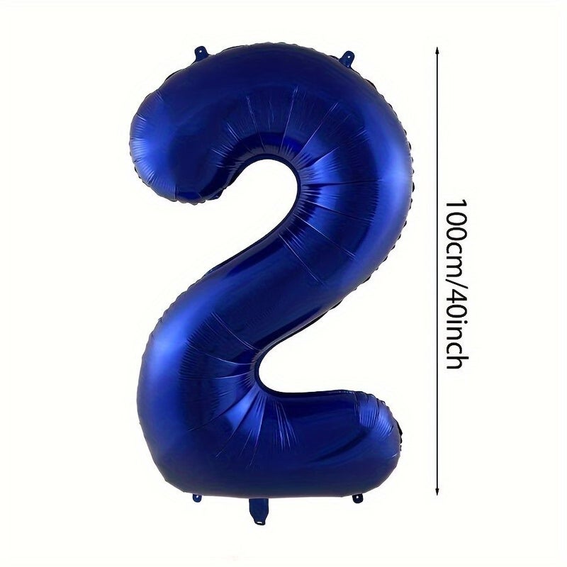 40 Inch Navy Blue Metallic Number Balloons Helium Ready Foil Party Decor - Image 3
