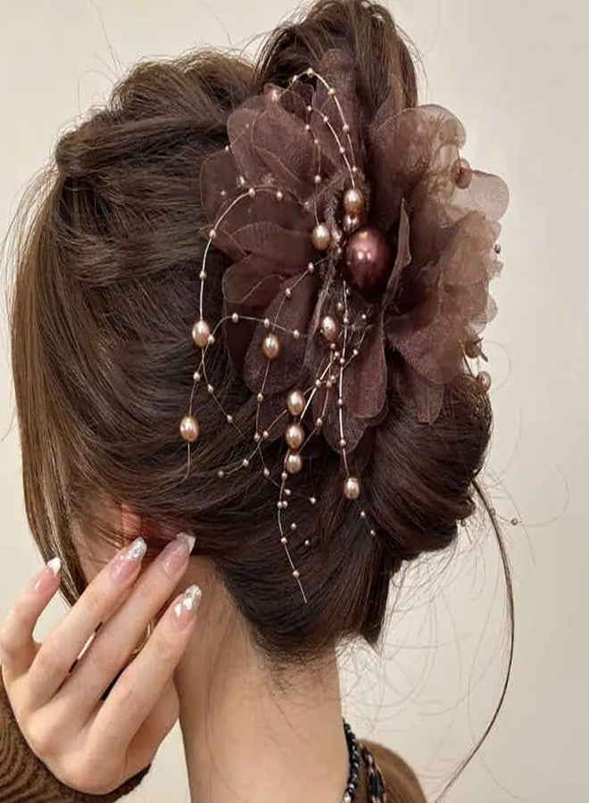 Melodio 2Pcs Flower Claw Clips for Women, Strong Hold Non-Slip Hair Clips for Thick & Thin Hair, Elegant Hair Accessories for Everyday Use & Parties - Image 4