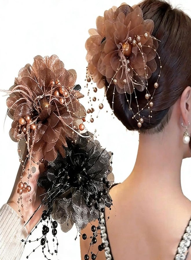 Melodio 2Pcs Flower Claw Clips for Women, Strong Hold Non-Slip Hair Clips for Thick & Thin Hair, Elegant Hair Accessories for Everyday Use & Parties - Image 3