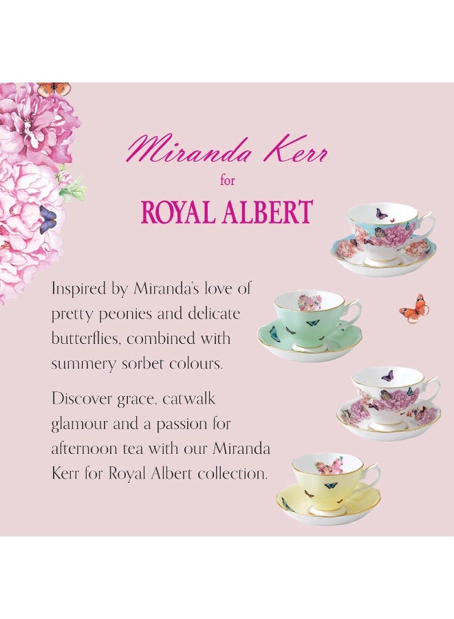 ROYAL ALBERT Royal Albert - Miranda Kerr 8 Piece Teacup and Saucer Gift Set - Vintage Serving Set for 4, with Bone China Tea Cup and Saucer Set - Multicolour Butterfly & Floral Pattern  - Image 5