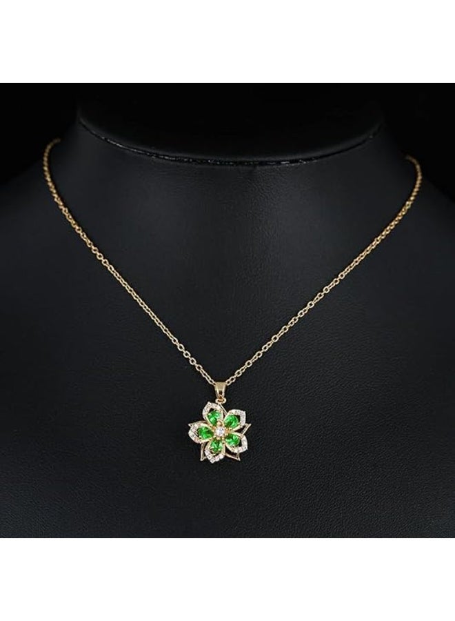 Gold Flower Fidget Necklace for Women – Rotatable Crystal Silver Blossom Pendant – Adjustable Spinning Fidget Necklace – Redbud Flower Choker – Jewelry Gift - Image 2