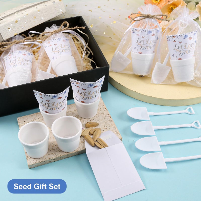 Ansberta 200 PCS Let Love Grow Wedding Favors for Guests Include 50 Flower Seed Packets 50 Pots 50 Organza Bags 50 Garden Shovel for Bridal Shower Wedding Party Favors, No Seeds - Image 4