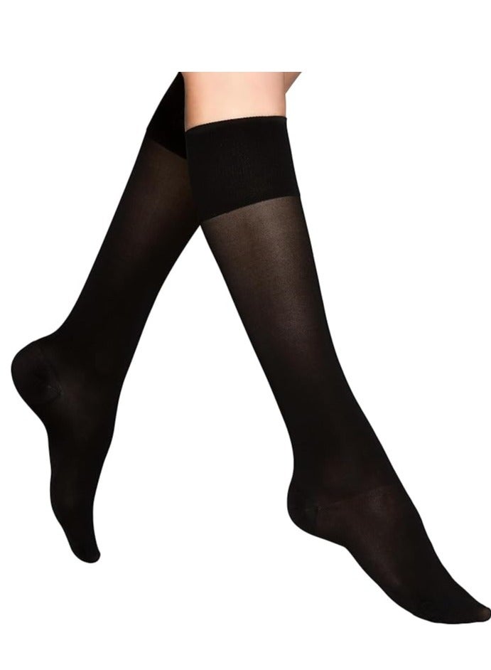 Women's Sheer Knee High Stockings, 8-15mm Soft Top Band Won't Tighten Leg - Image 3