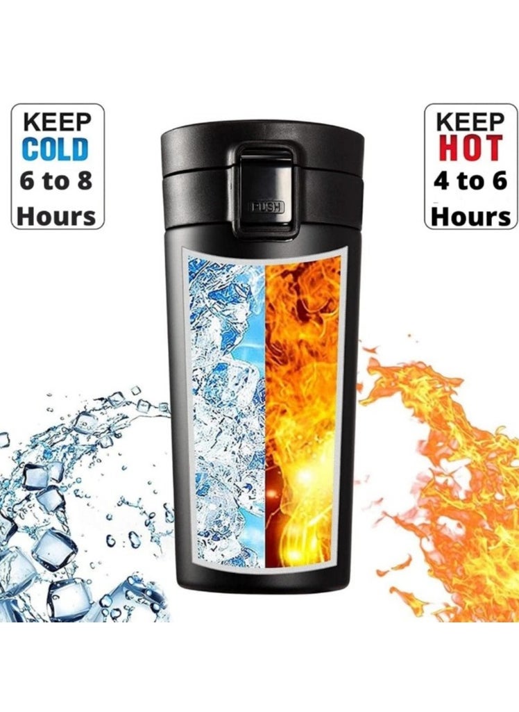 Generic - Original 350ml Thermal Mug and Flask, Vacuum-Insulated Stainless Steel 304 Thermal Bottle for Tea and Coffee, Retains Heat, Suitable for Travel, Hot and Cold Beverages, and Perfect for Kids and Infants. Features a Leak-Proof Design, Making It a Great Gift for Outdoor, Office, Home, and Sports Use. Available in an Elegant Black Satin Finish – Coffee, Nescafe, Cappuccino, and Tea Mug – Fits Car Cup Holders – Coffee Mug – Double-Wall Stainless Steel Insulation with a Mesh Filter and Foldable Lid to Keep Beverages Hot or Cold – Vacuum-Insulated Stainless Steel Thermal Cup with Double-Wall Design, Flip Lid, and Mesh Filter for Hot and Cold Drinks for Up to 6 Hours. - Image 1