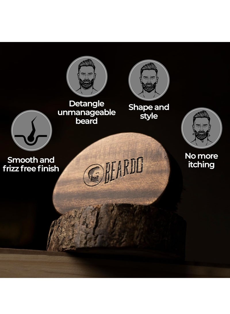 BEARDO Beardo Boar Bristle Beard Brush|Fine 100% Boar Bristles for Effortless Beard Styling|Detangle and Tame frizzy unruly beard|Compact Travel friendly Ergonomic design|Wooden frame|Firm but Soft Bristles|Use with Beard Oil/Wax/Balm/Cream - Image 5
