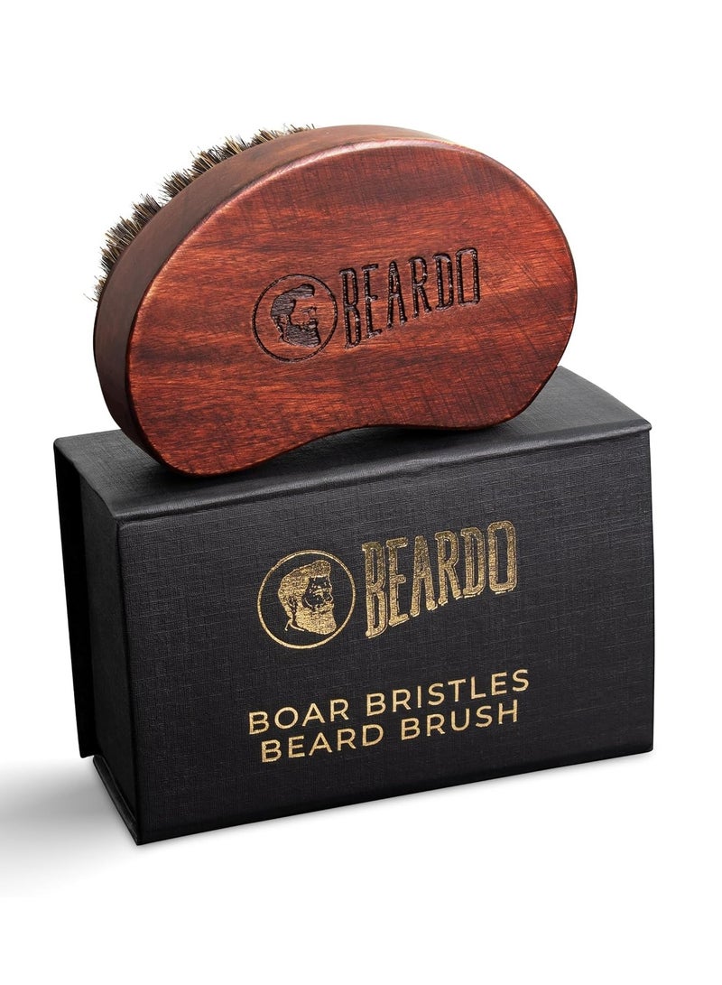 BEARDO Beardo Boar Bristle Beard Brush|Fine 100% Boar Bristles for Effortless Beard Styling|Detangle and Tame frizzy unruly beard|Compact Travel friendly Ergonomic design|Wooden frame|Firm but Soft Bristles|Use with Beard Oil/Wax/Balm/Cream - Image 1