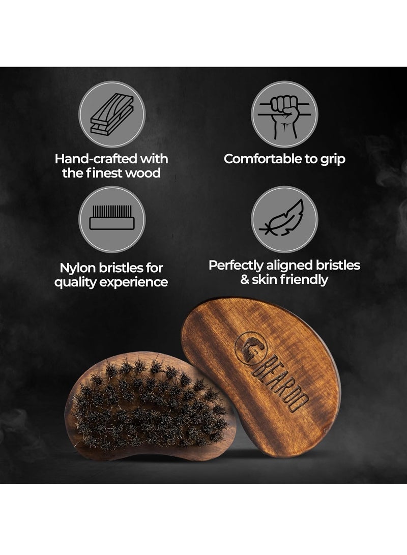 BEARDO Beardo Boar Bristle Beard Brush|Fine 100% Boar Bristles for Effortless Beard Styling|Detangle and Tame frizzy unruly beard|Compact Travel friendly Ergonomic design|Wooden frame|Firm but Soft Bristles|Use with Beard Oil/Wax/Balm/Cream - Image 2