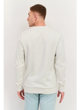 HUGO BOSS Men Crew Neck Brand Logo Long Sleeve Sweatshirt, Light Grey  - Image 3
