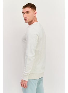 HUGO BOSS Men Crew Neck Brand Logo Long Sleeve Sweatshirt, Light Grey  - Image 2