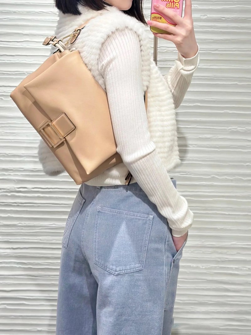 Niche Soft Leather Flap Pleated Cloud Drawstring Bag Commuter Leisure Minimalist All-Match New One-Shoulder Portable Underarm Bag - Image 4