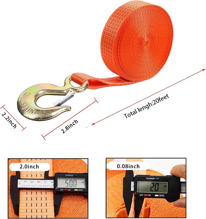 Gutezeiten PERCARE Winch Strap - 2" x 20' Tow Straps with Hook for Boat and Trailer - Image 3