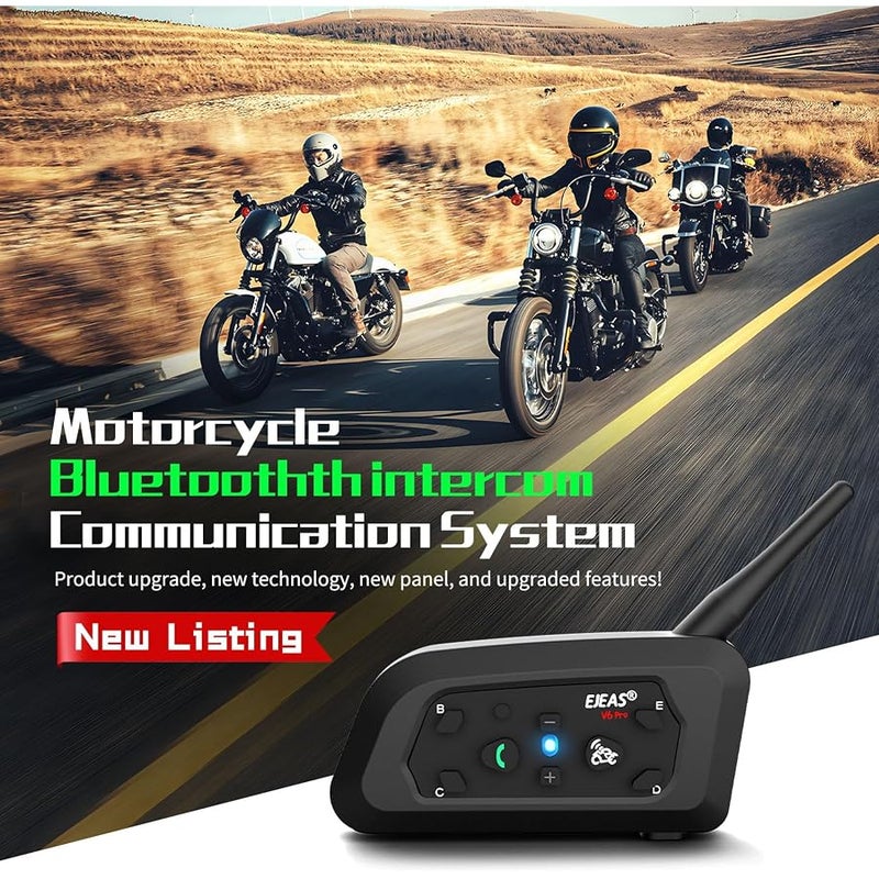 EJEAS V6 Pro+ Upgraded Motorcycle Helmet Intercom Communication System, Bluetooth 5.1 Motorcycle Helmet Intercom System, Type C Interface, Can Connect to EUC Handle (Excluded) (2 Pack) - Image 2