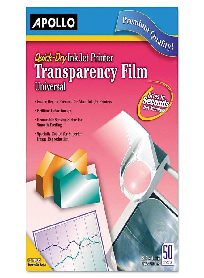 Apollo Transparency Film for Inkjet Printers, for Hewlett-Packard, 50 Sheets/Pack (VCG7031S) - Image 1