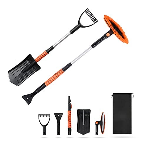 Autovir 39" 6 in 1 Snow Shovel for Car | 270 Degree Rotating Snow Brush | Ice Scraper for Car Windshield | Scratch Free Extendable Snow Squeegee for SUV, Truck Winter Accessories - Image 1