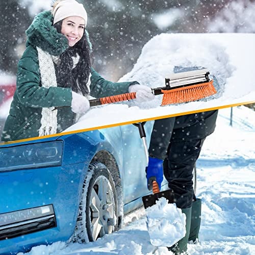 Autovir 39" 6 in 1 Snow Shovel for Car | 270 Degree Rotating Snow Brush | Ice Scraper for Car Windshield | Scratch Free Extendable Snow Squeegee for SUV, Truck Winter Accessories - Image 2