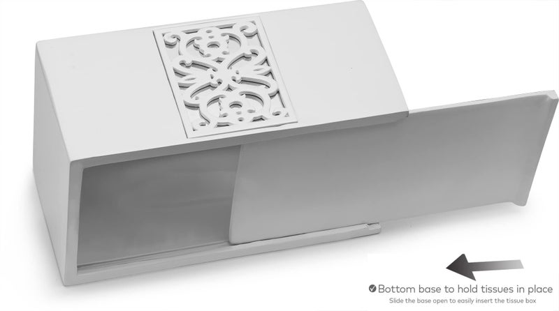 Creative Scents Mirror Janette White Tissue Box Cover Rectangular - Decorative Tissue Box Holder for Bathroom with Durable Bottom Slider - Tissue Holder for Bathroom - Image 3