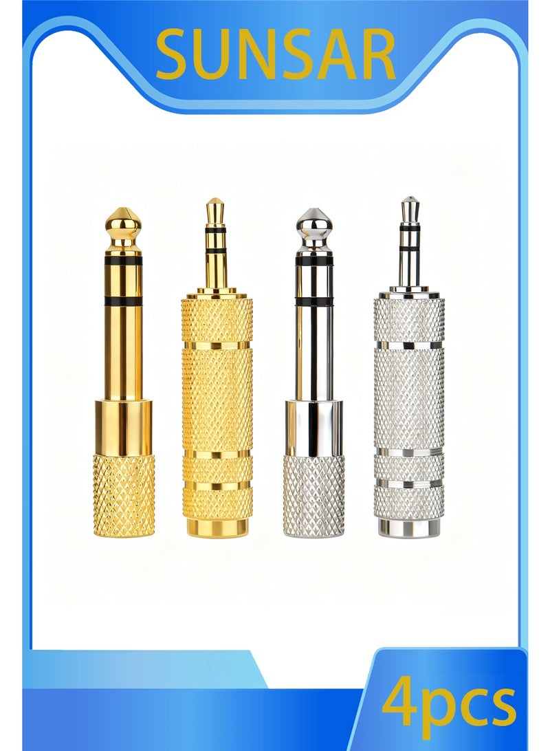 SUNSAR 2pairs Headphone Adapter 6.35mm (1/4 Inch) Male to 3.5mm (1/8 Inch) Female Audio Stereo TRS Converter Adapters and 3.5 mm Male Plug to 6.35 mm Female Jack - Image 1