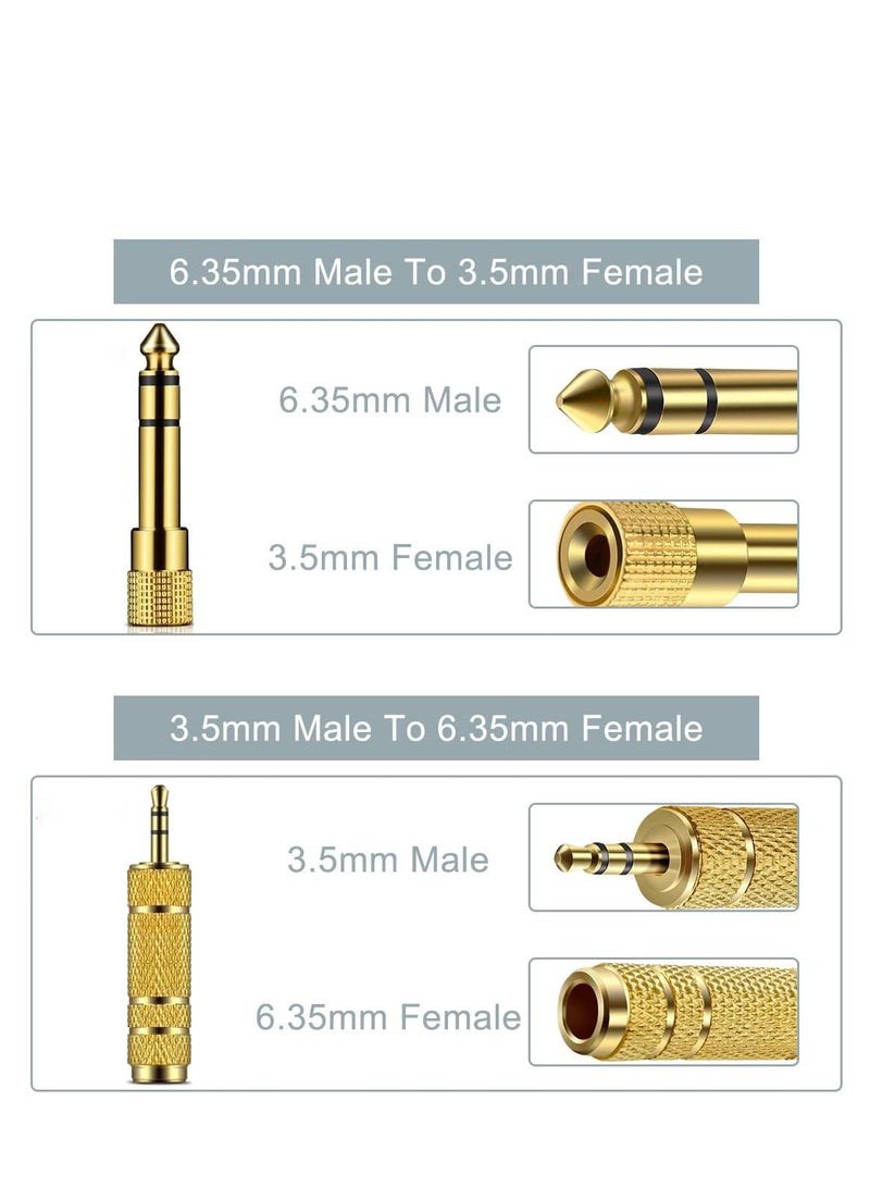 SUNSAR 2pairs Headphone Adapter 6.35mm (1/4 Inch) Male to 3.5mm (1/8 Inch) Female Audio Stereo TRS Converter Adapters and 3.5 mm Male Plug to 6.35 mm Female Jack - Image 3