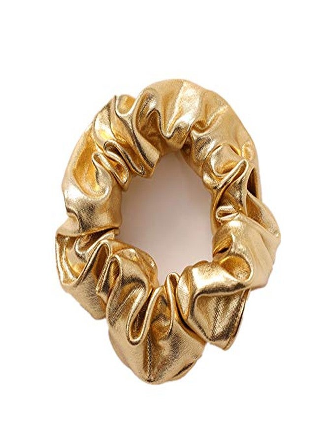 KINFENE 4 Pack Metallic Gold and Silver Bright Cloth Hair Scrunchies Hair Bobbles Elastics Ponytail Holders Hair Wrist Ties Bands Scrunchies for Show Gym Dance Party Club Girl Women - Image 3