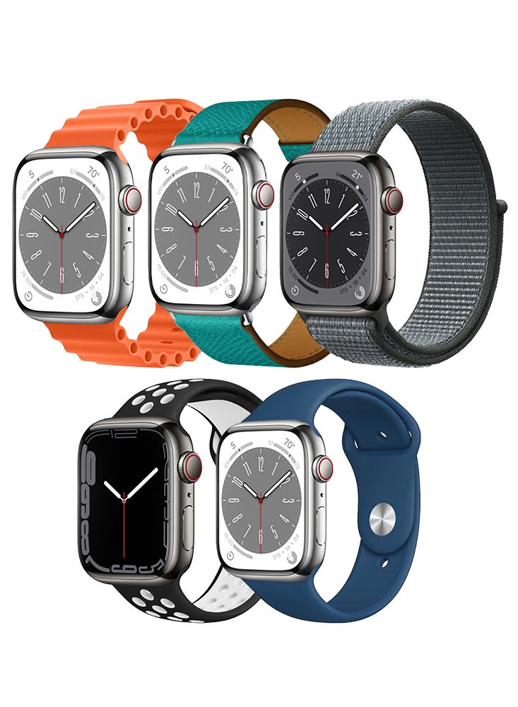 Perfii 5pcs Watch Bands Replacement for Apple Watch Strap Compatible with Apple Watch 49/46/45/44/42mm Series 10/9/8/7/6/5/4/SE/Ultra - Image 1