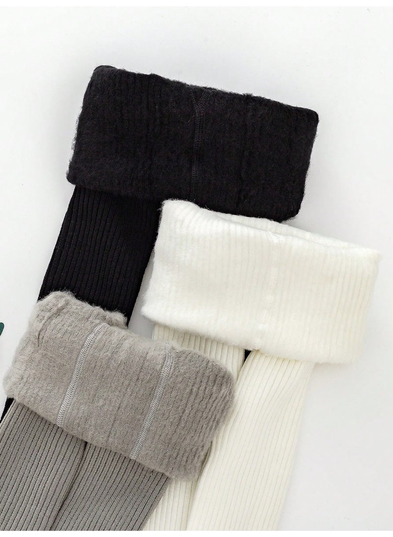 انسولار 3 أزواج من السراويل الضيقة للبنات/الأطفال الصغار/الرضع بلون واحد، كلاسيكية بسيطة من الفليس الناعم، مريحة ومتعددة الاستخدامات للارتداء اليومي في فصل الخريف/الشتاء أو كهدايا للمناسبات - Image 3