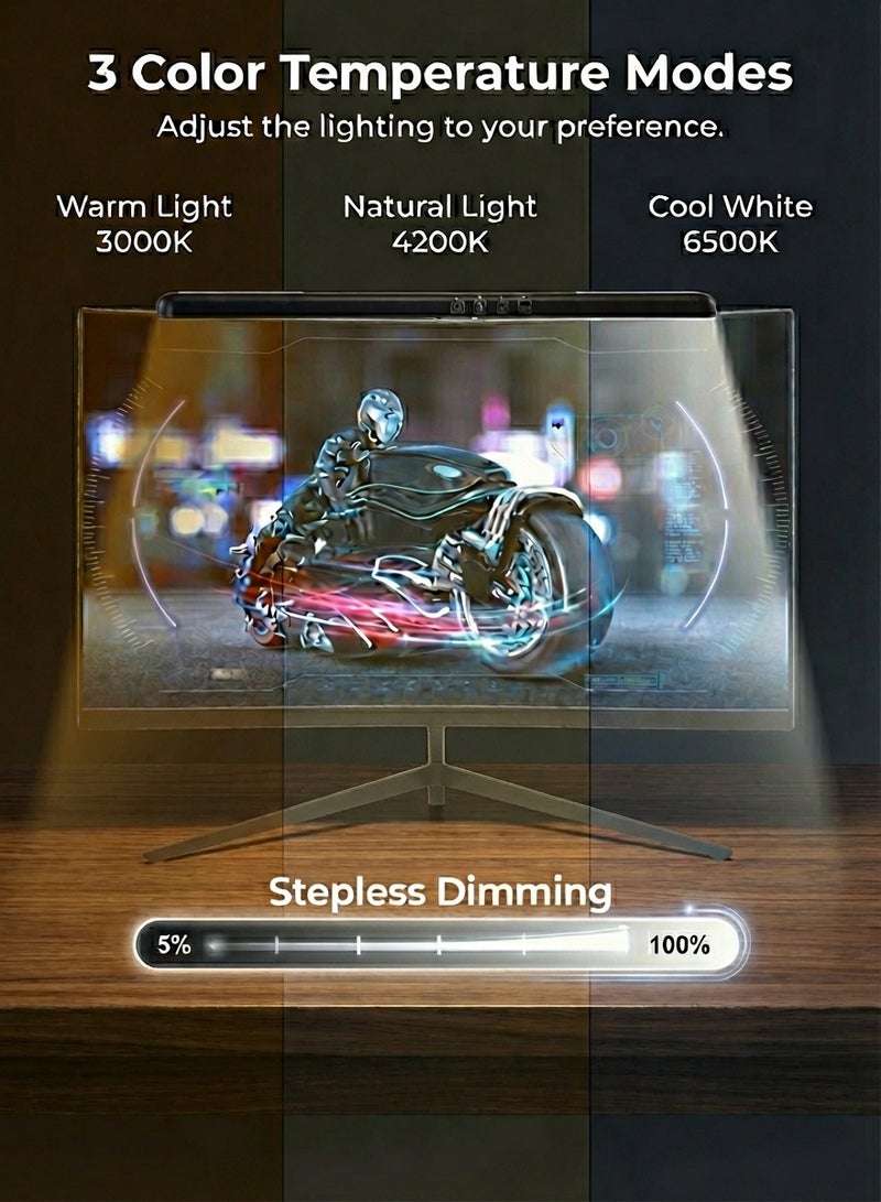 Fullight Computer Monitor Lamp with 7 RGB Modes, No Glare, Dimmable LED Light Bar with Eye Protection for Gaming and Office - Image 3
