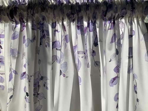 debraleye Watercolor Purple Leaves Window Valance for Bedroom Living Room, Lavender Leaf Vine Plant Curtains Valanes for Windows, 3" Rod Pocket Window Treatment for Home Decorations, 54 x 18 Inch, 1 Panel - Image 3