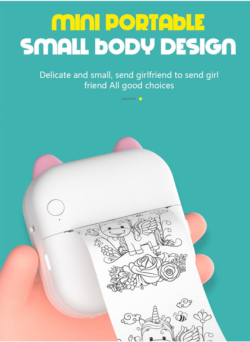 Kidle - Thermal Mini Printer,Bluetooth Printer for Phone, Wireless Label Printer with Tape，Compatible with iOS&Android，printer+5 stickers+5 regular paper+3 colored paper+6 colored pens+1 sticker - Image 1