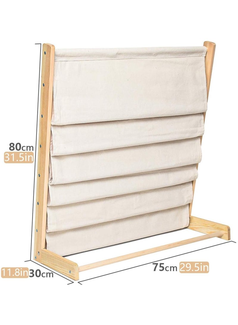 NNEWVANTE Sling Bookshelf,Bookshelf for Kids, Baby Bookshelf Kids Book Rack Natural Wood Sling Bookcase, Childrens Book Organizer for Play Room Toy Storage, Nursery Book Display - Image 3