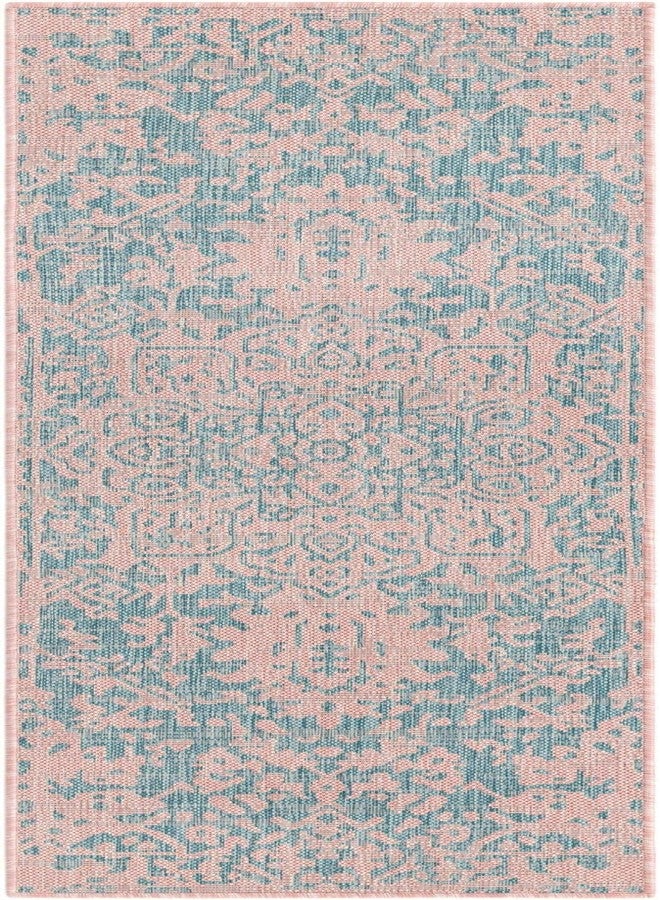 يونيك لوم سجادة منطقة خارجية من مجموعة جيل زارين جيل زارين من يونيك لوم - دبي (2 قدم × 6 قدم 1 بوصة، وردي وأزرق فاتح/أكوا) - Image 2