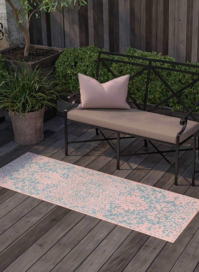 يونيك لوم سجادة منطقة خارجية من مجموعة جيل زارين جيل زارين من يونيك لوم - دبي (2 قدم × 6 قدم 1 بوصة، وردي وأزرق فاتح/أكوا) - Image 3