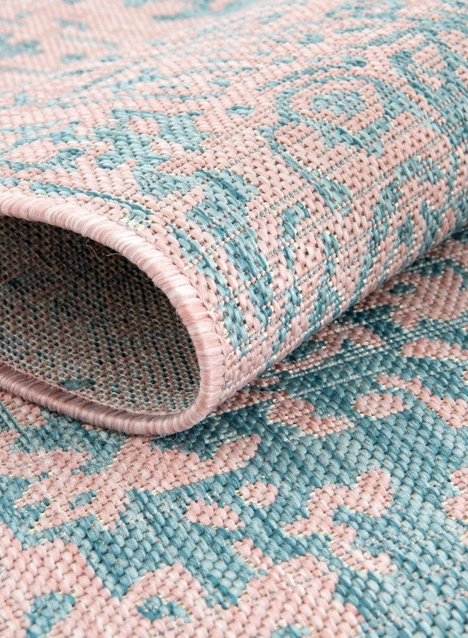 يونيك لوم سجادة منطقة خارجية من مجموعة جيل زارين جيل زارين من يونيك لوم - دبي (2 قدم × 6 قدم 1 بوصة، وردي وأزرق فاتح/أكوا) - Image 5