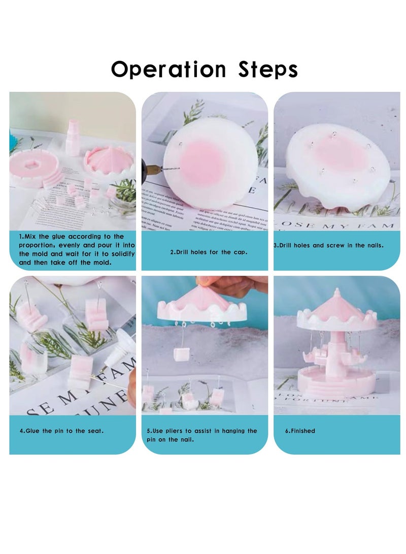 KASTWAVE 3D Carousel Horse Resin Mold Kit - Whirling Chair Music Box Silicone Molds for DIY Lamp, Desktop Ornaments & Home Decor - Image 5