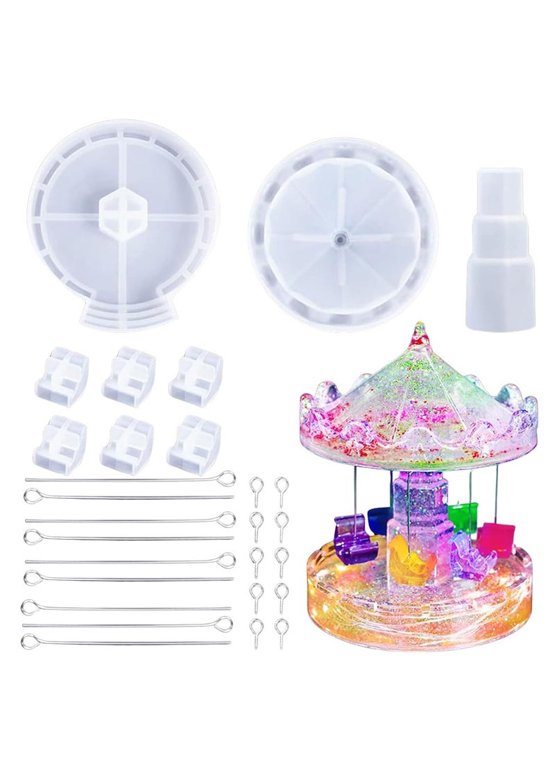 KASTWAVE 3D Carousel Horse Resin Mold Kit - Whirling Chair Music Box Silicone Molds for DIY Lamp, Desktop Ornaments & Home Decor - Image 1