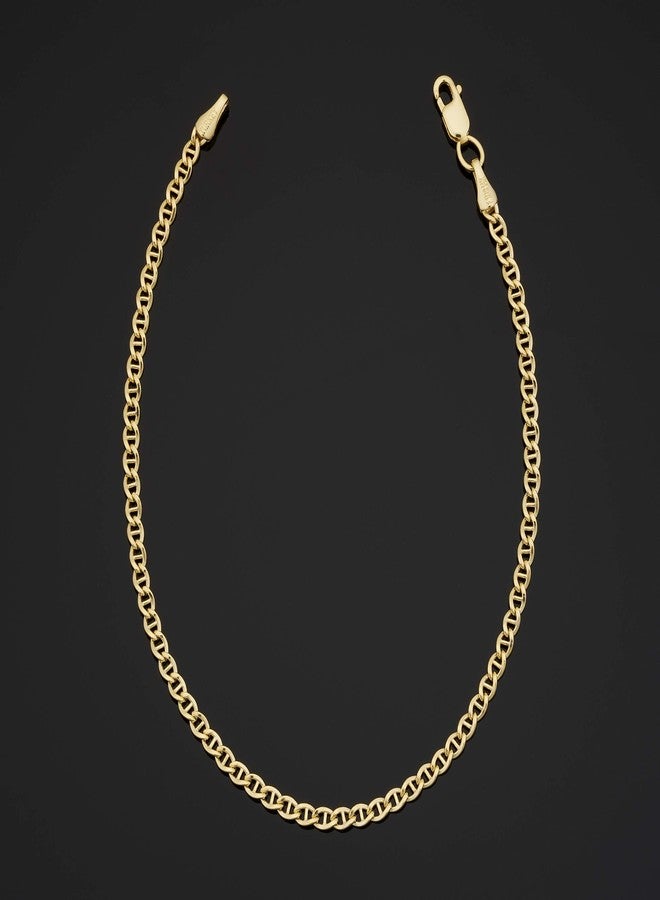 Kooljewelry Solid 14k Yellow Gold Filled Mariner Link Ankle Bracelet (2.55 mm, 10 inch) - Image 3