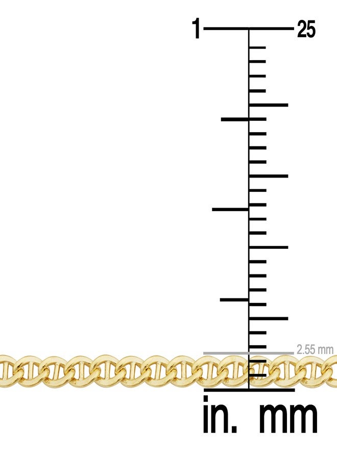 Kooljewelry Solid 14k Yellow Gold Filled Mariner Link Ankle Bracelet (2.55 mm, 10 inch) - Image 4