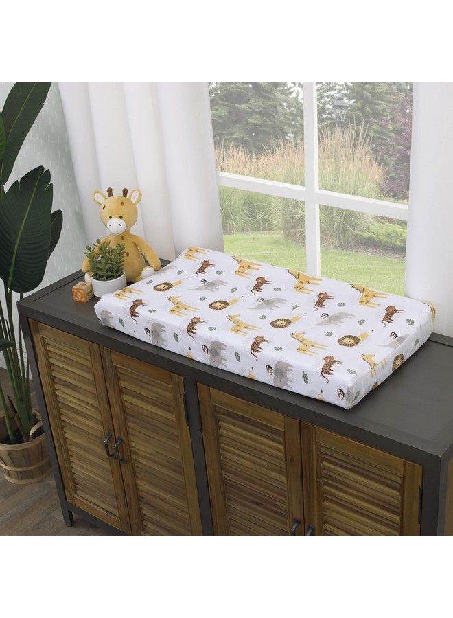 NoJo Jungle Trails Grey Gold Green And White Super Soft Animal Print Changing Pad Cover - Image 3