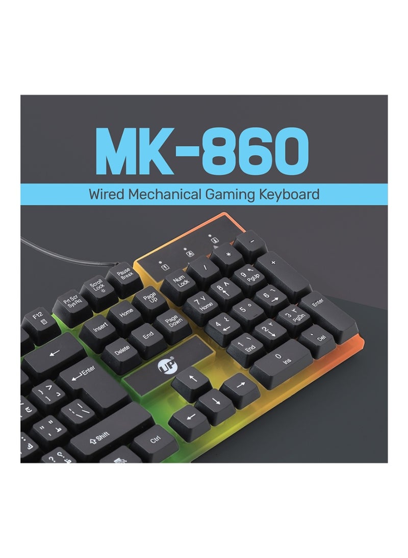 UP MK-860 Floating Gaming Keyboard – RGB Backlit, English/Arabic Layout - Image 2