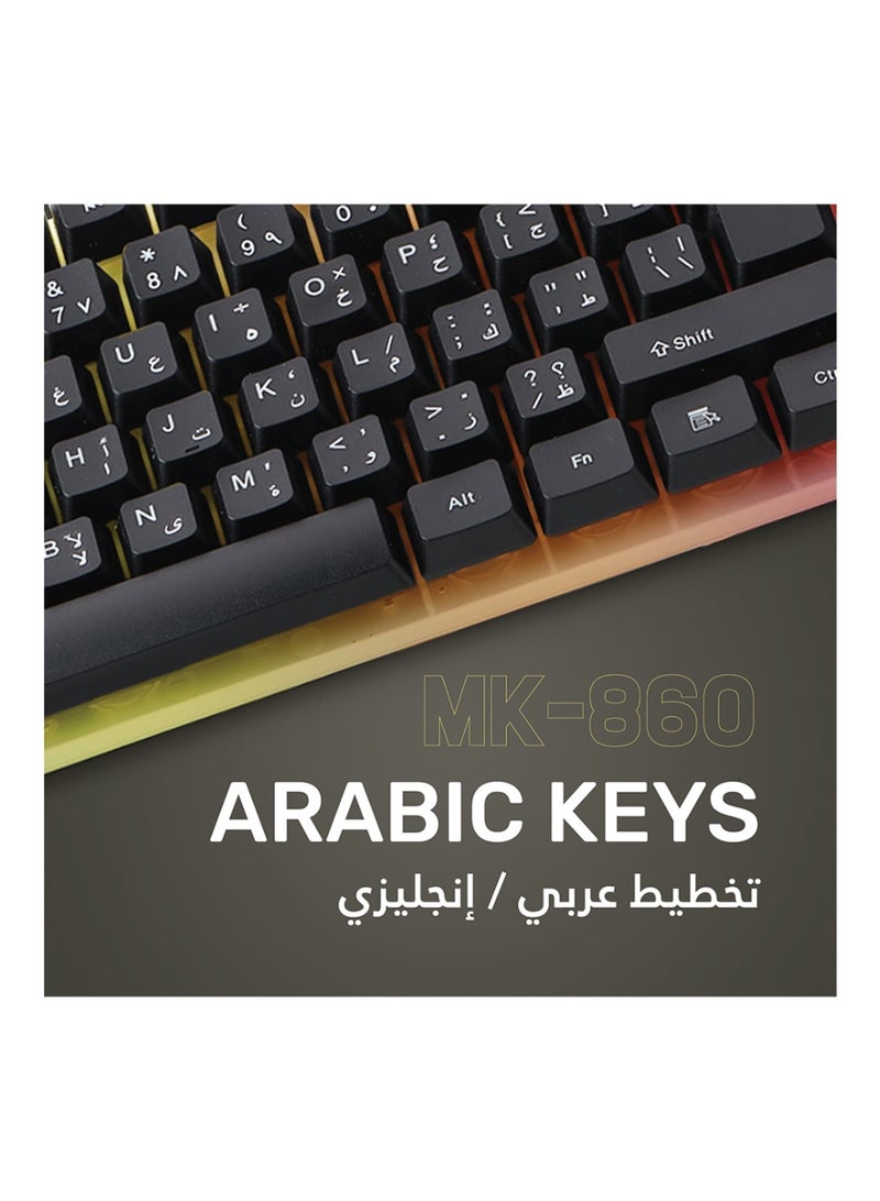 UP MK-860 Floating Gaming Keyboard – RGB Backlit, English/Arabic Layout - Image 4