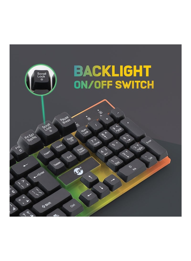 UP MK-860 Floating Gaming Keyboard – RGB Backlit, English/Arabic Layout - Image 3