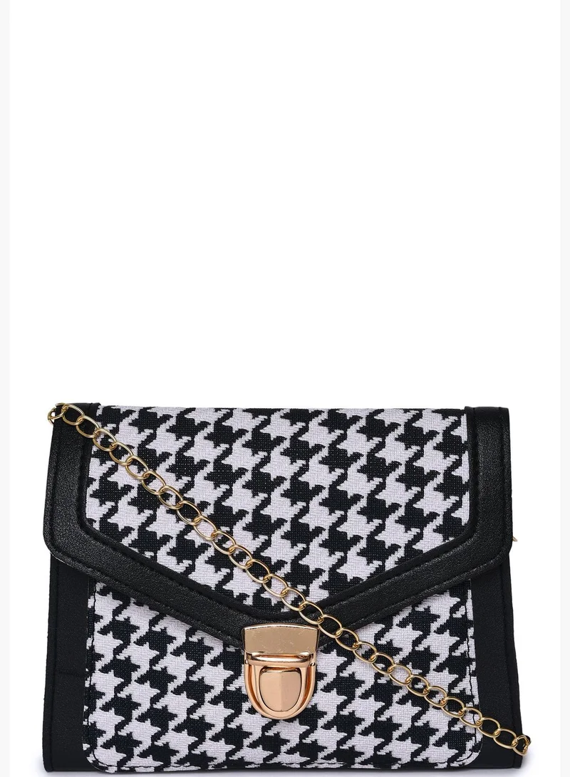 Haute Sauce Textured Push Lock Sling Bag with Chain Strap